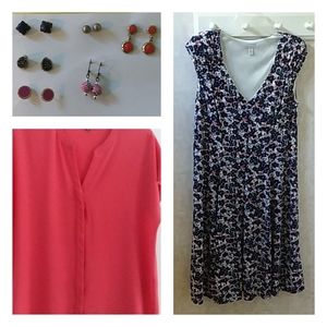 Dress, blouse, & earrings